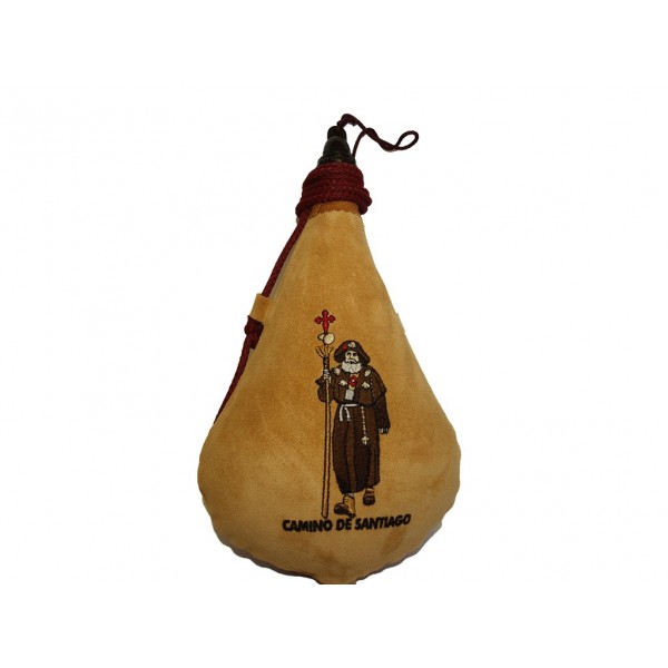 BOTA DE VINO BORDADA SANTIAGO1 litro Burdeos