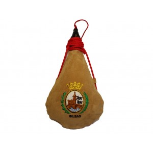  BOTA DE VINO BORDADA ESCUDO CIUDAD DE BILBAO1 litro Burdeos