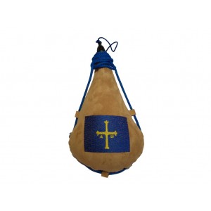 BOTA DE VINO BORDADA BANDERA DE ASTURIAS1 litro Burdeos