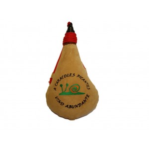 BOTA DE VINO BORDADA CARACOLES1 litro Burdeos