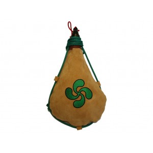 BOTA DE VINO BORDADA LAUBURU VERDE1 litro Burdeos