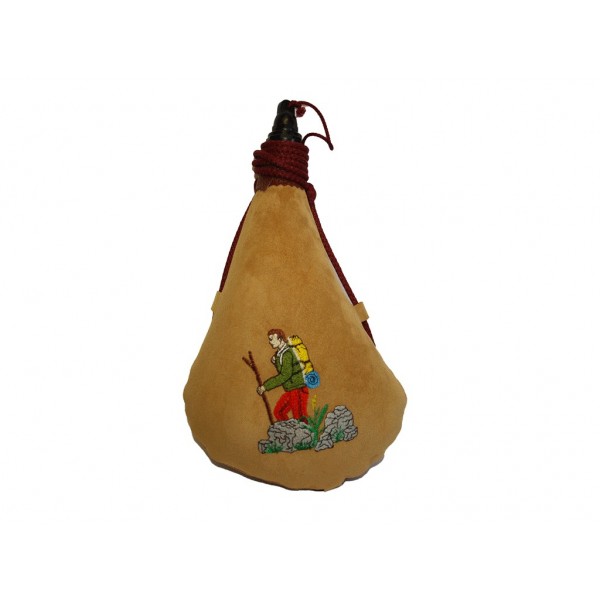 BOTA DE VINO BORDADA MONTAÑISTA1 litro Burdeos