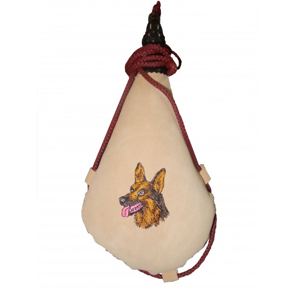 BOTA DE VINO BORDADA CABEZA PASTOR ALEMAN1 litro Burdeos